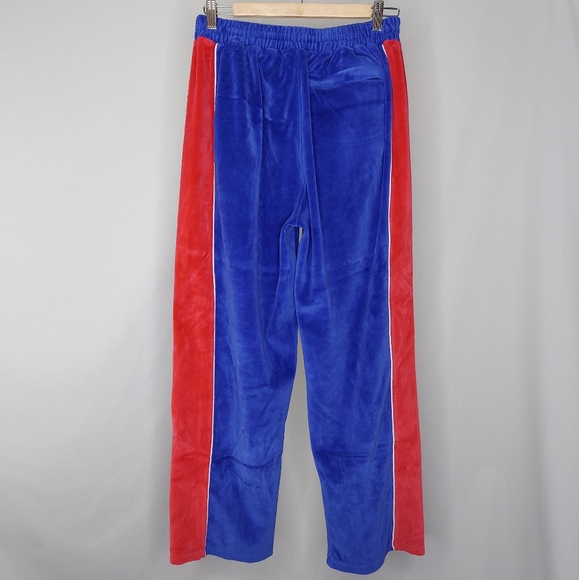 Sweatsedo Retro Velour Track Suit Set USA Logo Red Blue Zip Pocket Large - Picture 4 of 10
